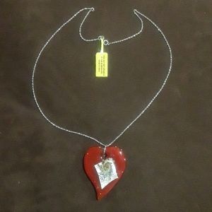 925 sterling silver chain with glass heart pendant